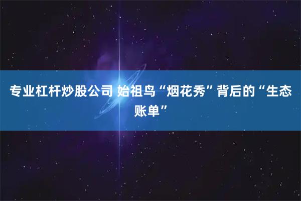 专业杠杆炒股公司 始祖鸟“烟花秀”背后的“生态账单”